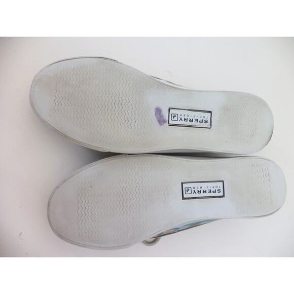 SPERRY TOP SIDER KHAKI & AQUA BROWN PLAID CANVAS BOAT SHOE WOMENS SZ 6.5M - Picture 7 of 7